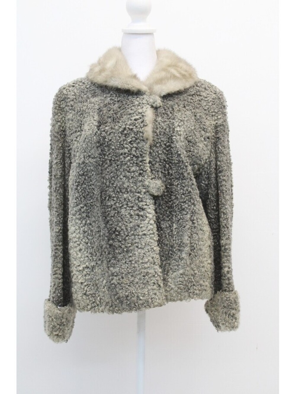 SCRAP ITEM: GRAY CURLY LAMB & MINK FUR JACKET WOMEN WOMAN SIZE N/A